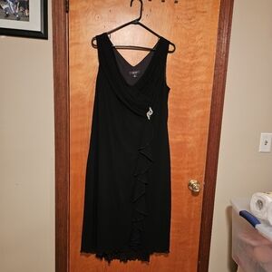 dressbarn Black Midi Dress with Ruffle Detail